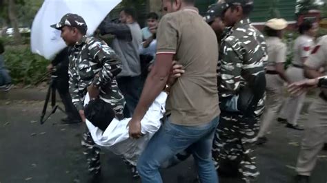 Indian Youth Congress Workers Protest Outside Naddas Residence In