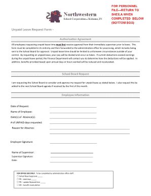 Fillable Online Unpaid Leave Request Form Fax Email Print Pdffiller