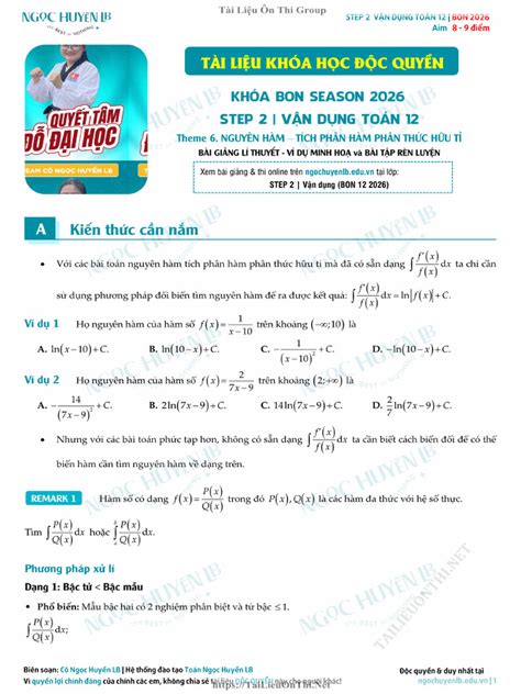 Theme 6 Nguyên Hàm Tích Phân Hàm Phân Thức Hữu Tỉ Pdf