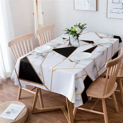 Nappe G Om Trique Imperm Able En Marbre Bergame Noir Et Blanc Articles