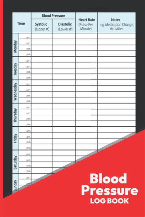 Blood Pressure Log Book Week Pressure Tracking Book For Home Use