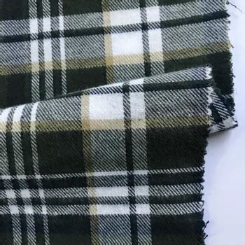 Factory Cotton Yarn Dyed Woven Flannel Check Twill Shirt Fabric And