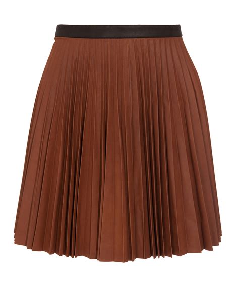 Alc Leather Pleated Skirt In Brown Lyst