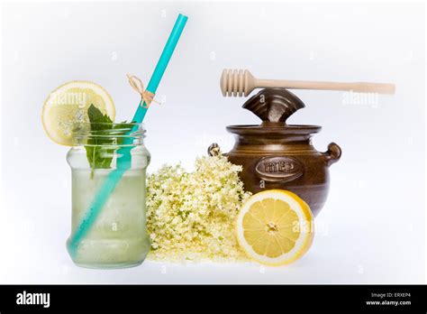 Elder Flower Lemonade With Mint Honey And Lemon Stock Photo Alamy