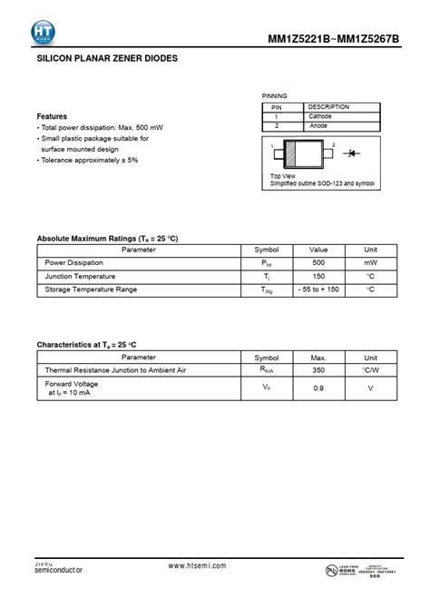 Mm Z B Datasheet Silicon Planar Zener Diodes