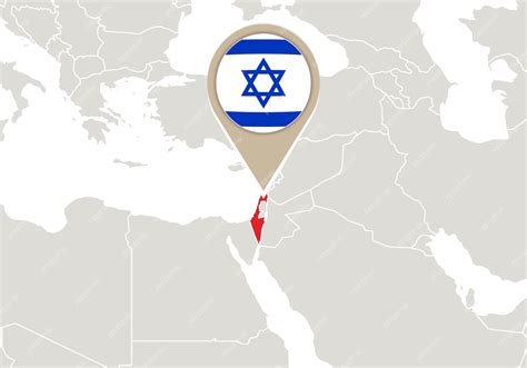 Premium Vector Map With Highlighted Israel Map And Flag