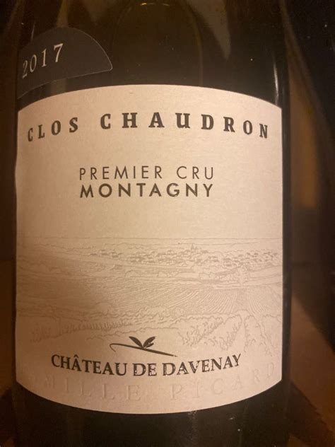 Ch Teau De Davenay Montagny Er Cru Clos Chaudron Blanc France