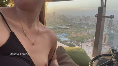 Flashing My Tits At Busy Area On Sky Porn Clip At GiveMePorn Club