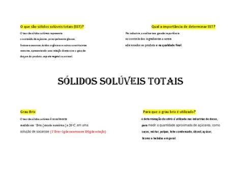 O Que Significa Solúveis - O Que São Sólidos Solúveis Totais e | PDF