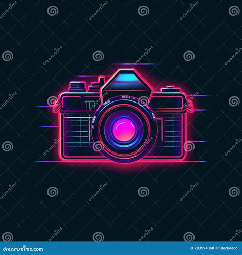 Retrofire Vintage Camera Logo With Synthwave Vibe Royalty Free