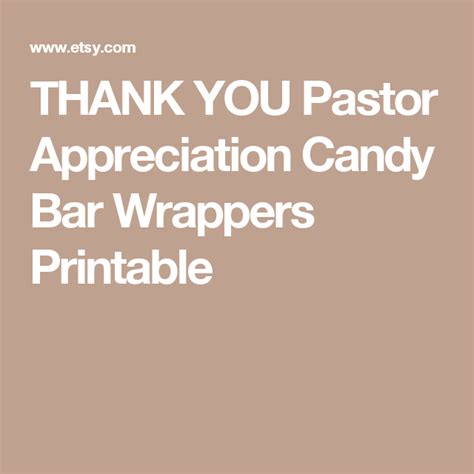 Thank You Pastor Appreciation Candy Bar Wrappers Printable Etsy