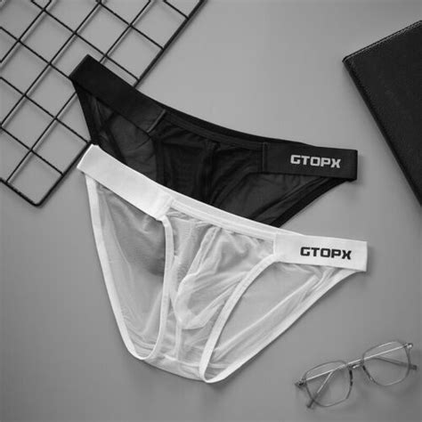 Sexy Men S Low Rise Mesh Pouch Tanga Brief Hipsters High Cut Underwear Bikini Ebay