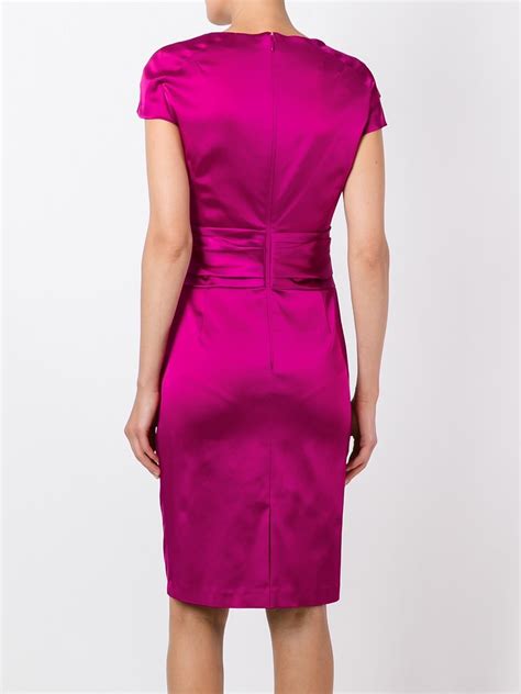 Robe Fourreau En Satin Fuchsia Talbot Runhof 517 Farfetch