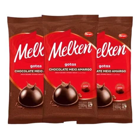 Chocolate Meio Amargo Gotas 2 1kg Melken Harald 3 Unidades Embaleme