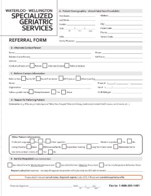 Fillable Online Waterloo Wellington Specialized Geriatric Services