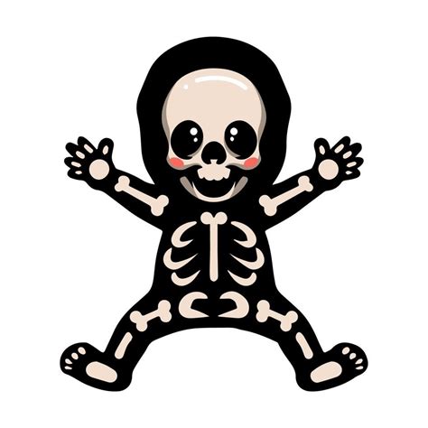 Cute Halloween Skeleton Cartoon Posing Vector Art At Vecteezy