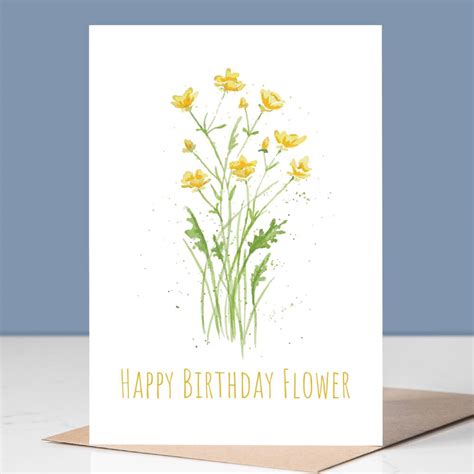 Happy Birthday Flower Watercolour Birthday Card By Slice Of Pie Designs