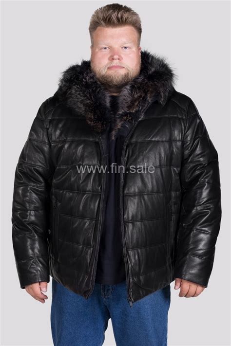 Кожаный пуховик со съемным мехом енота (арт. 1829-2) в Москве в ...