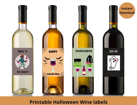 Printable Halloween Puns Wine Labels - Etsy