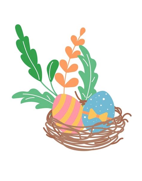 Premium Vector Concept Spring Easter Eggs In A Basket This Vector Illustration Features A