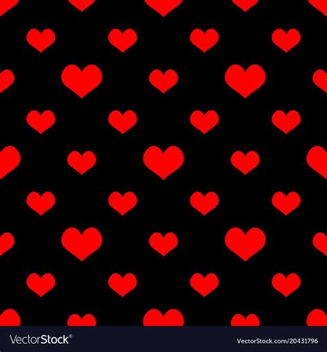 Tile Pattern With Red Hearts On Black Background Vector Image