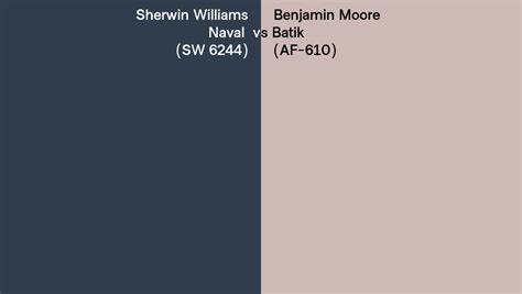 Sherwin Williams Naval SW 6244 Vs Benjamin Moore Batik AF 610 Side