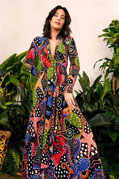 Farm Rio Maxi Dress Colorful Dresses Long Sleeve Maxi Dress