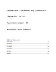 Cloud Computing Fundamentals Case Study 1 And Analysis For Course Hero