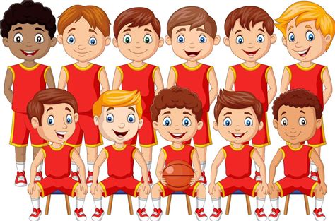 Cartoon basketball kids team in uniform 8388690 Vector Art at Vecteezy