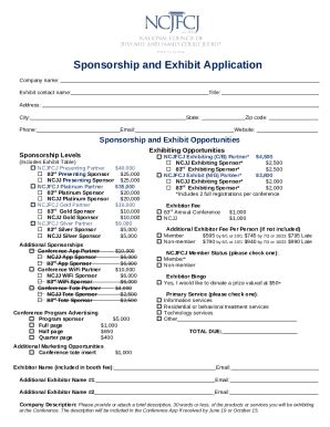 Sponsorship And Exhibit Application Doc Template PdfFiller