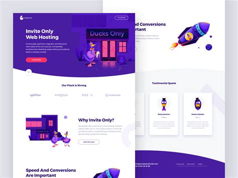 Purple Duck Club Landing Page Bird Portfolio Landing Page Landing Ux