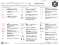 Work with Strings with Stringr Cheat Sheet - Docsity