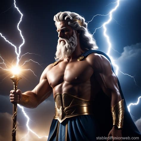 zeus the god of lightning creating a new weapon Prompts | Stable ...