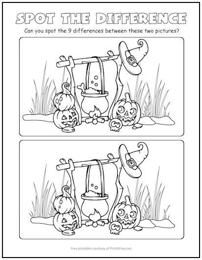 Halloween Campfire Spot The Difference Picture Puzzle Print It Free