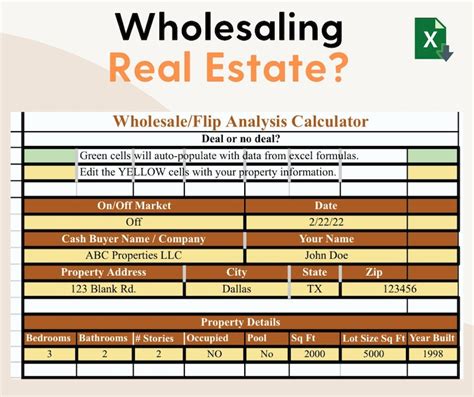 Wholesale Real Estate Calculator Spreadsheet Template Real Etsy