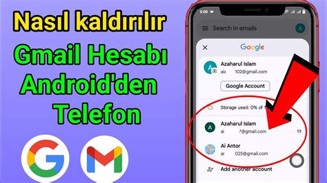 Google Hesap Kald Rma Telefondan Gmail Hesap Silme Youtube