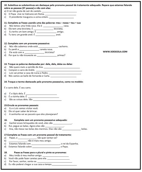 Atividades de Pronomes para Imprimir e para Download SÓ ESCOLA