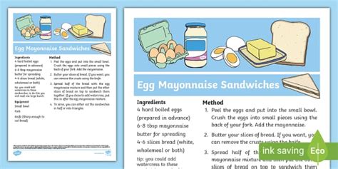 No Cook Recipes For Kids Egg Mayonnaise Sandwich Twinkl