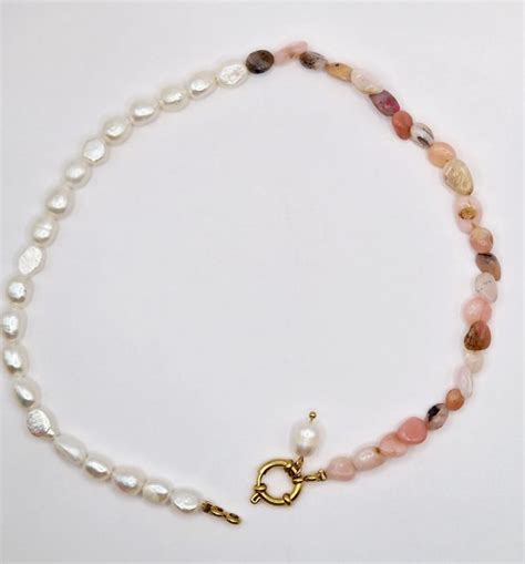 Choker Pink Opal Roze Opaal Barokke Zoetwaterparels Premium