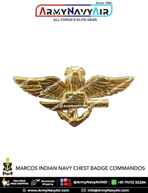 Marcos Indian Navy Metal Chest Badge Commandos - ArmyNavyAir.com