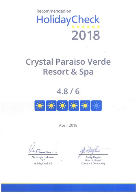 Ödüllerimiz Crystal Paraiso Verde Resort Spa