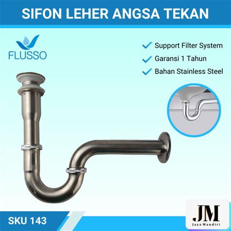 Flusso Sifon Leher Angsa Tekan Pop Up Siphon Pipa Pembuangan Wastafel