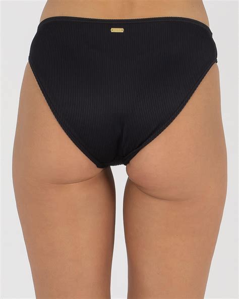 Shop Roxy Mind Of Freedom Bikini Bottom In Anthracite Fast Shipping