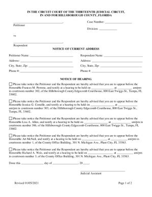 Fillable Online Notice Of Current Address And Notice Of Hearing Notice