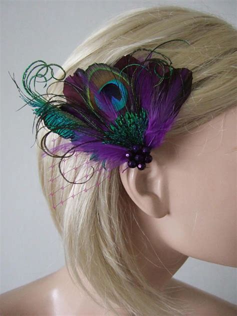 Feather Hair Pieces Feather Hair Clips Purple Fascinator Fascinator