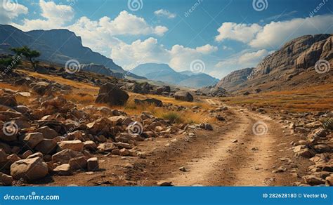 Gravel Road with Rocks and Gravel. Generative AI. Stock Illustration ...