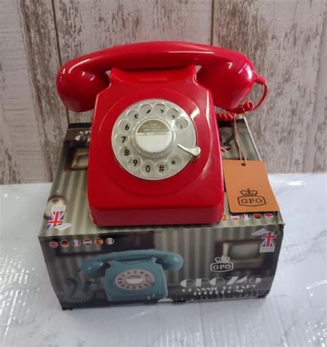 GPO 746 ROTARY Dial Red Landline Retro Style Corded Telephone Phone