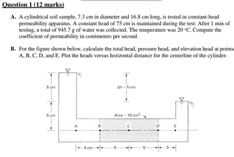 Solved Question Marks A A Cylindrical Soil Sample Chegg