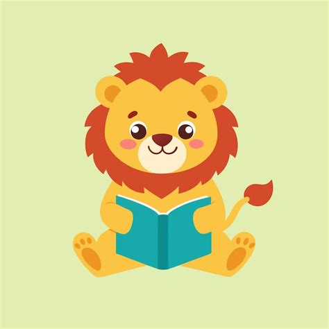 Premium Vector Cute Lion Reading Book Isolated Back To School