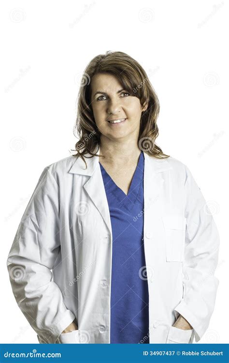 Female Doctor Wearing A Lab Coat Stock Image Image Of Happy Health